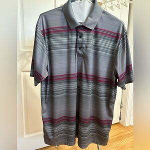 Men’s Grand Slam Golf Shirt. Size XL. Gray with hot pink stripes. Soft feel.